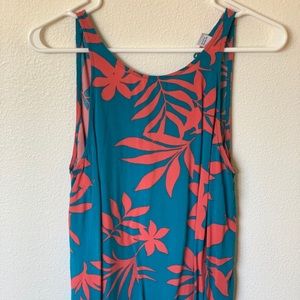 Blue and orange floral tank top